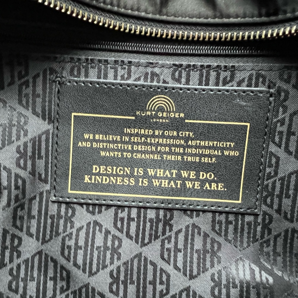 KURT GEIGER LONDON Black Quilted Recycled Shopper Bag Brass Eagle NWT - Picture 8 of 14